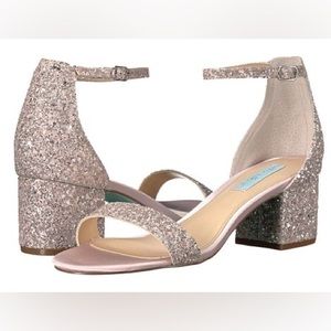 Betsey Johnson Blue Glitter Block Heels - Discontinued/Rare!